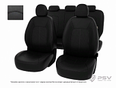 Чехлы на автомобильные сидения Hyundai Santa Fe III 2012-2018 г. - черный/отстрочка черная, экокожа "Оригинал"