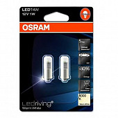 OSRAM Лампа светодиодная 12V T4W 1W BA9s 4000K OSRAM Prermium 2шт.блистер